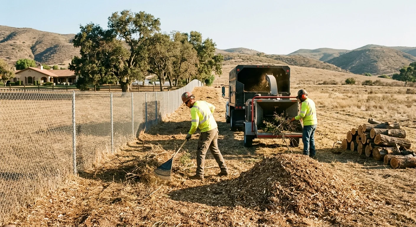Finished lot showing reduced fuel load along a Santa Paula fence line