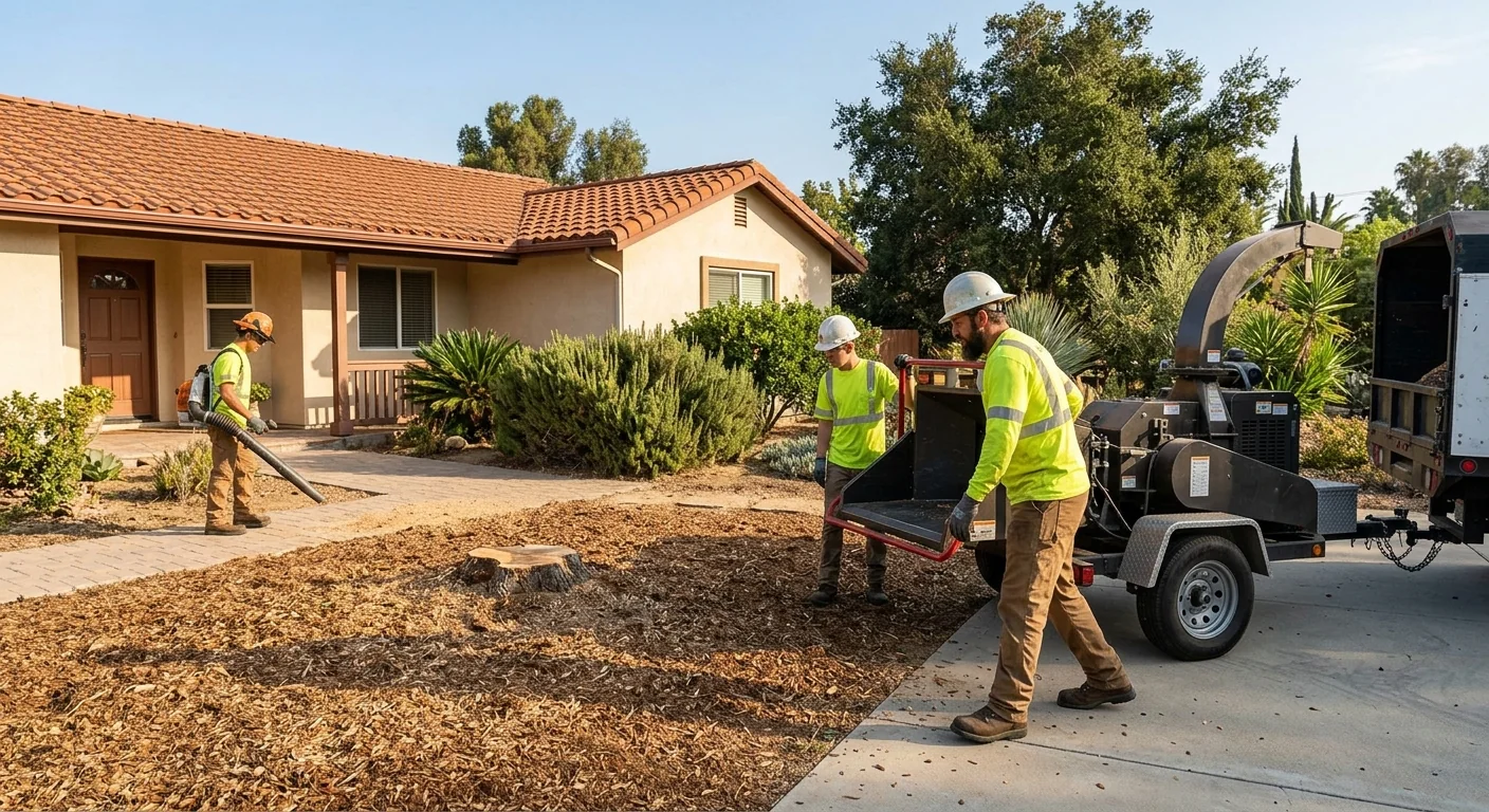 Finished result showing a safe cleared yard after tree removal in Santa Paula
