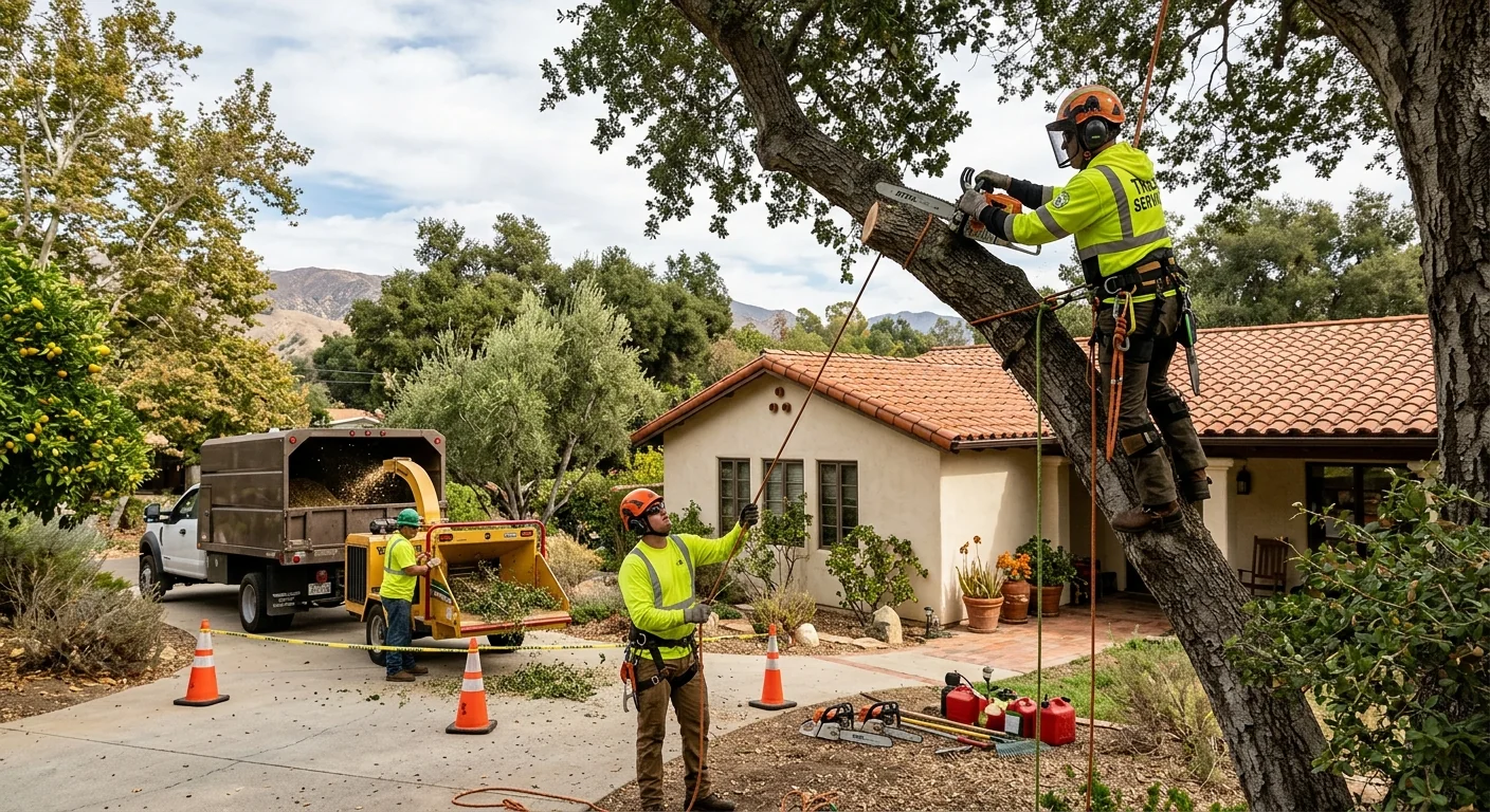 Technician grinding a tree stump below grade on a residential lot