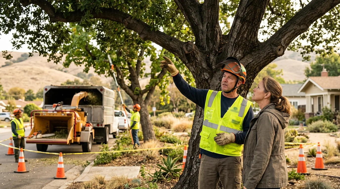 Steel bracing rod securing a split tree trunk union