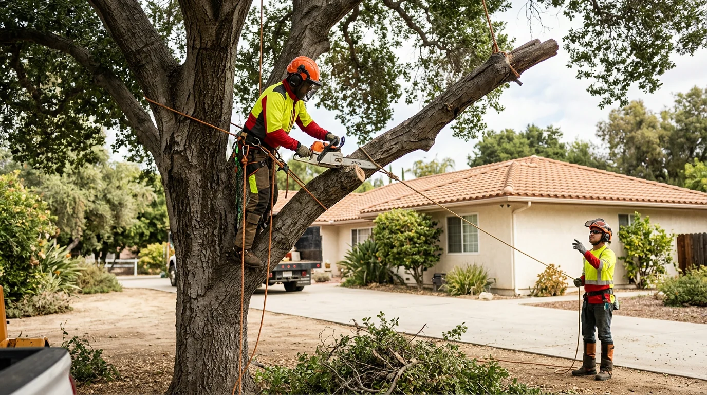 Healthy pruned shade tree in a residential yard