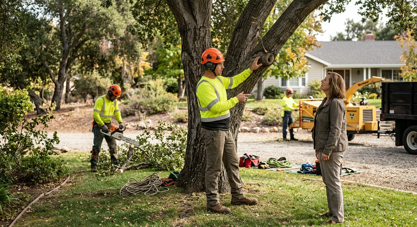 Crew planting a young shade tree in a Santa Paula residential yard