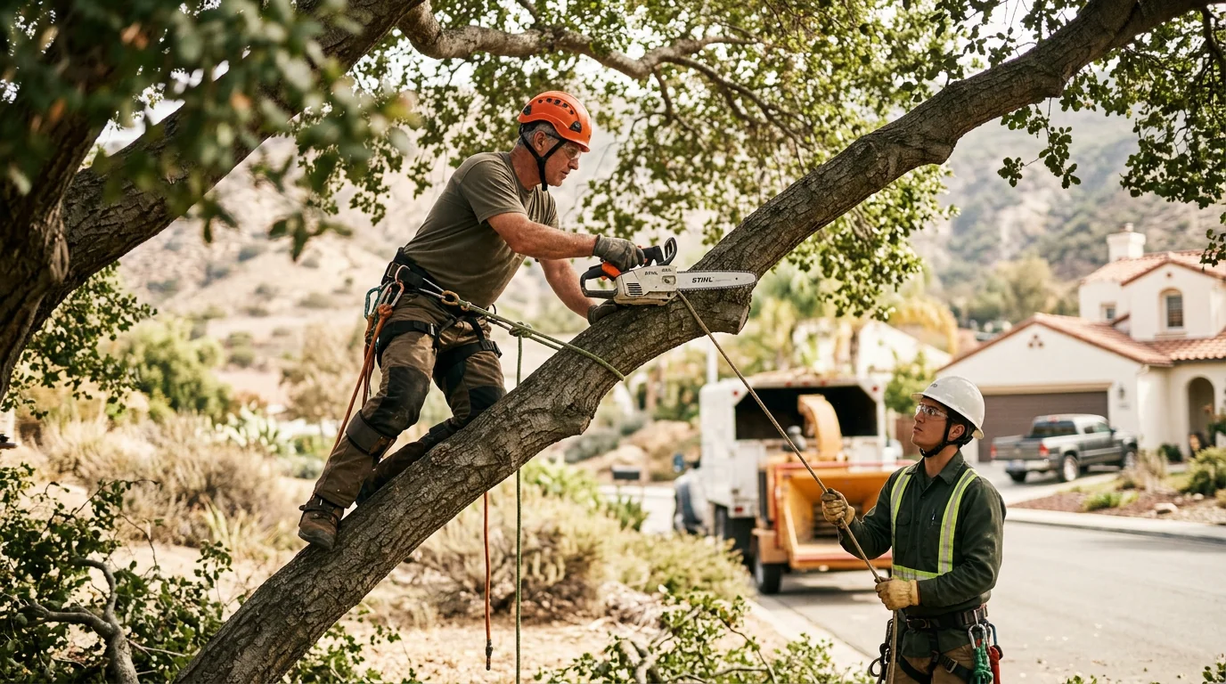 Close view of pruning cuts on a shaped tree limb